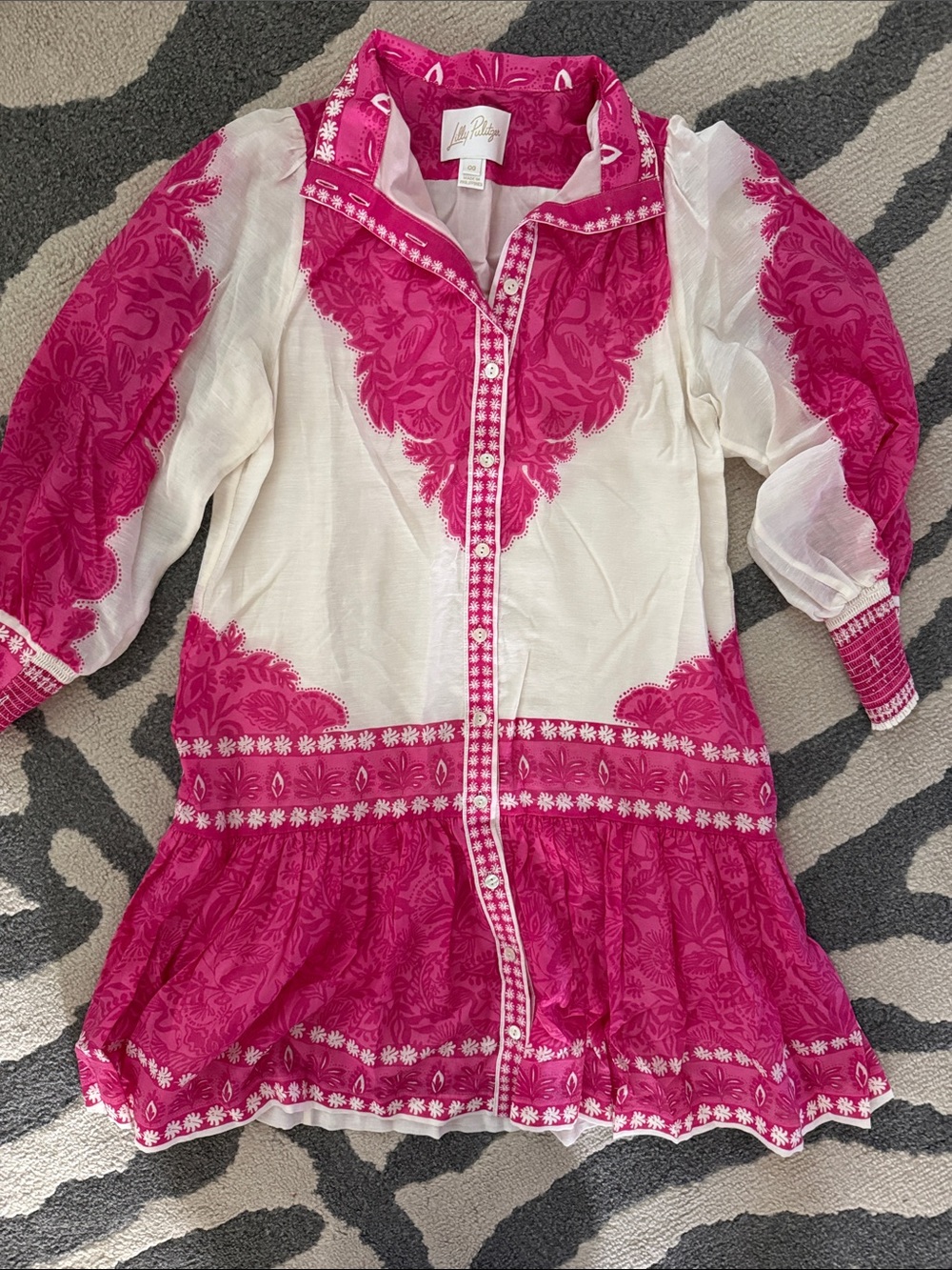 Lilly Pulitzer Hot Pink & White Embroidered Tunic Dress